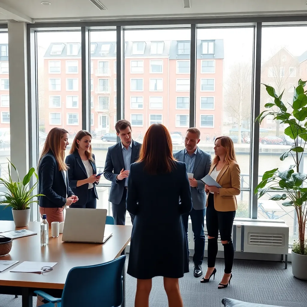 Professionals die samenwerken in een modern Nederlands kantoor