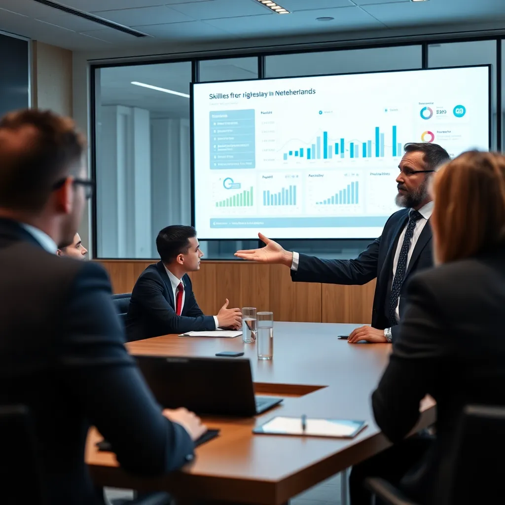 Manager presenteert resultaten aan directie met datavisualisatie