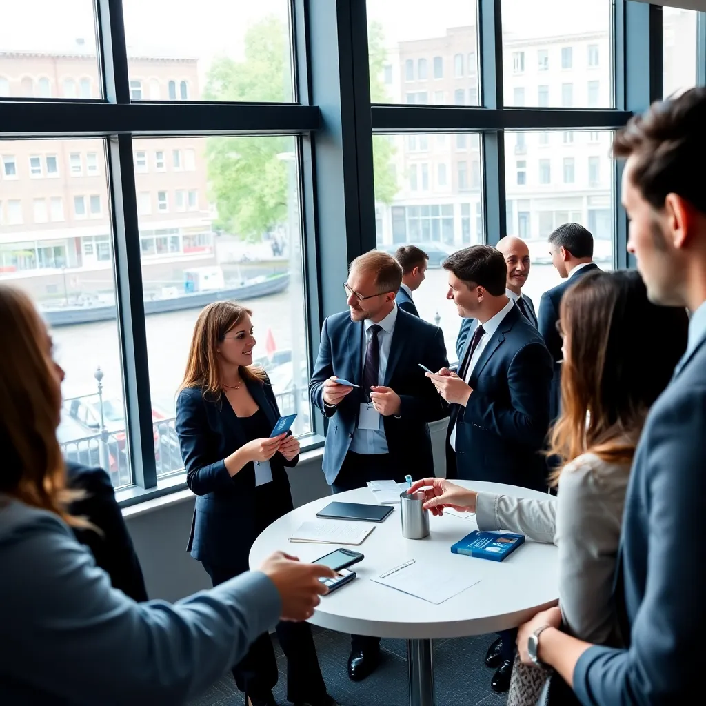 Professionals die samenwerken aan carrièreontwikkeling in een modern Nederlands kantoor